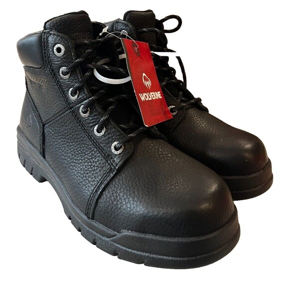 Wolverine Marquette 6" Steel Toe EH Slip Resistant Black Work Boots sz 9 EW NEW